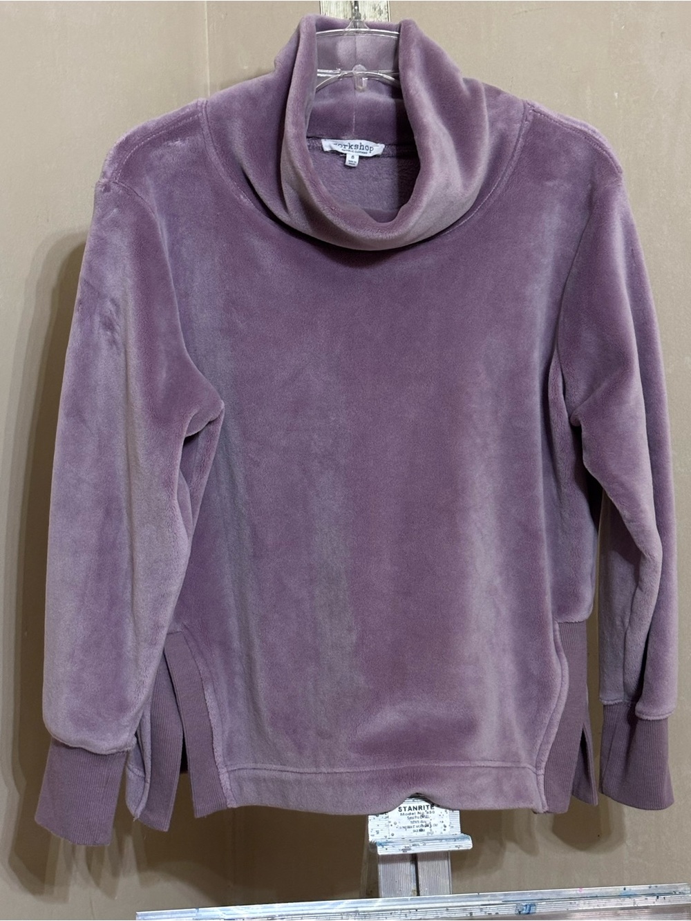 Workshop Republic Clothing Mauve Cowl Neck Fleece Sweater